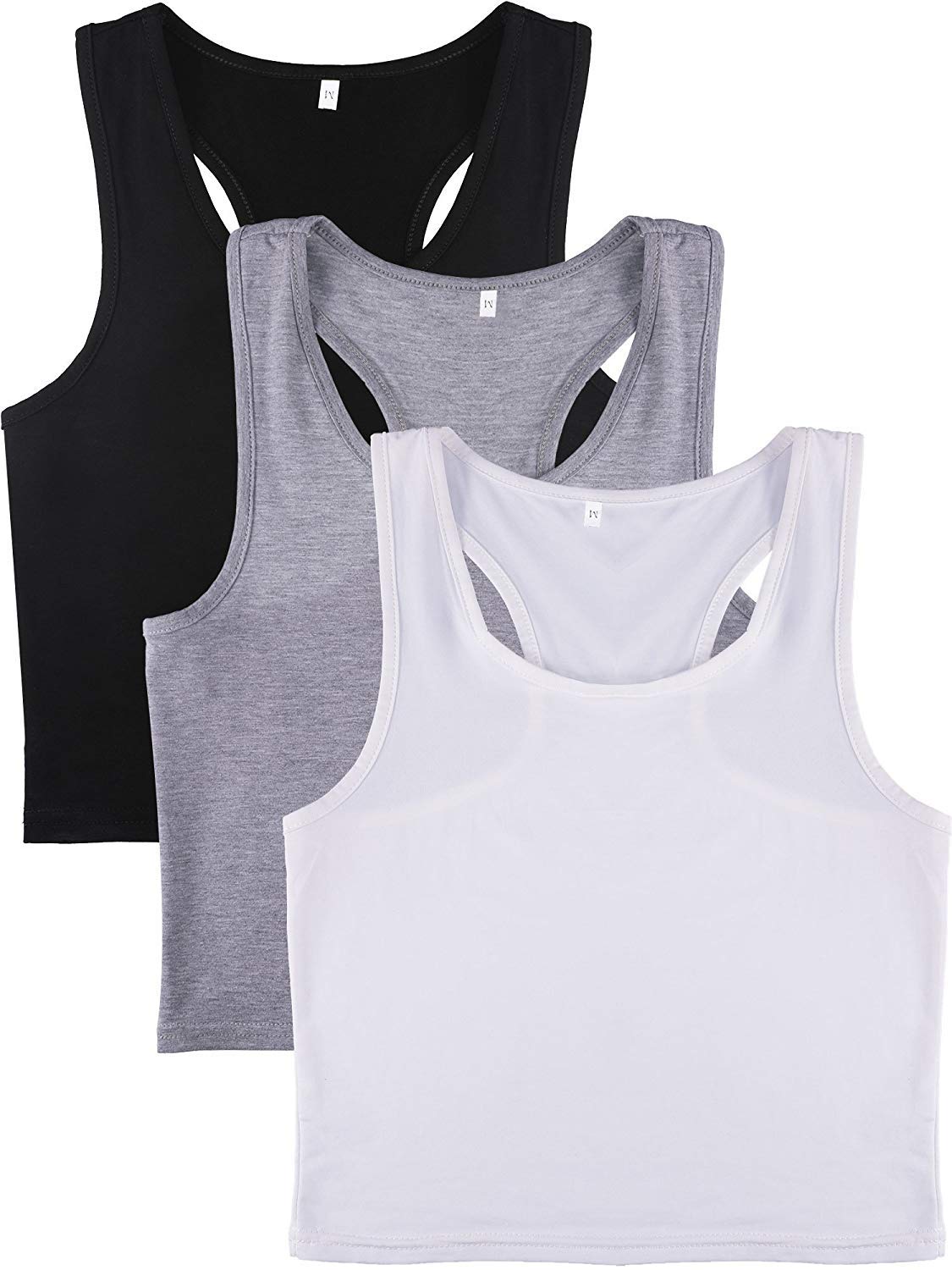 Boao Women's Basic Crop Top Tank, Opaque (Pack of 3)