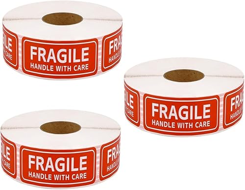 STOBOK 1500 etiquetas de embalaje de envío, etiquetas adhesivas rojas frágiles etiqueta de envío para uñas etiqueta frágil etiqueta de embalaje