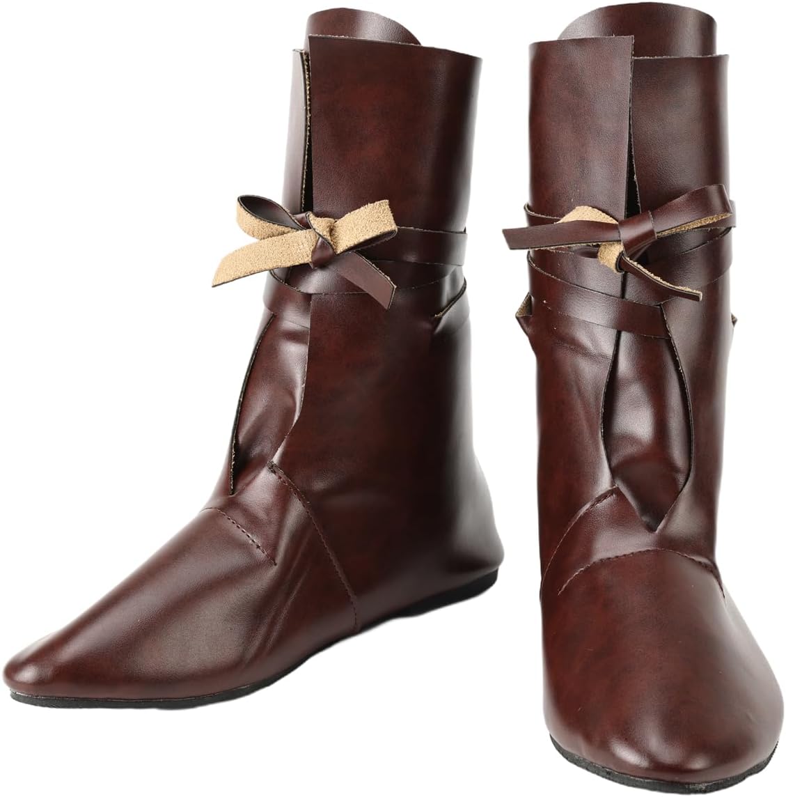 Medieval Pirate Ankle Boots, Vintage Renaissance Lace Up Flat Booties for Halloween