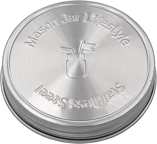 Miniatura 8 de Mason Jar Lifestyle Tapas de almacenamiento de acero inoxidable a prueba de óxido con sellos de silicona (paquete de 5, boca regular)