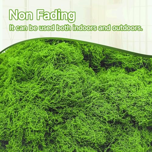 image for Aspamms Fake Green Moss for Potted Plants Indoor, 7oz Artificial Moss 