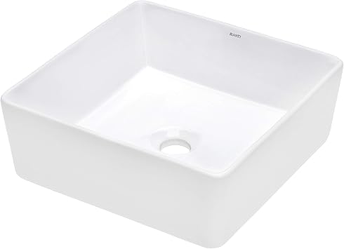 Ruvati 15x15-in White Rectangular Ceramic Vessel Bathroom Sink -RVB1616