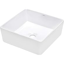 Ruvati 15 x 15 inch Bathroom Vessel Sink - White Rectangular Above Counter Porcelain Ceramic - Small Vessel Sink for Bathrooms - RVB1616