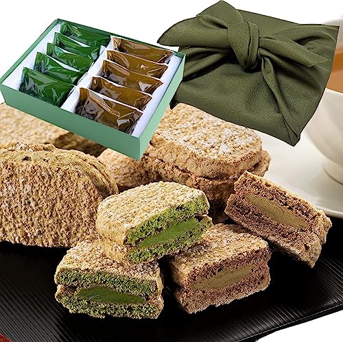きよ泉 宇治抹茶ダクワーズ ほうじ茶ダクワーズ 10個入り 風呂敷包み ダックワーズ 抹茶スイーツ 焼き菓子 個包装 京都 手土産 ハロウィン