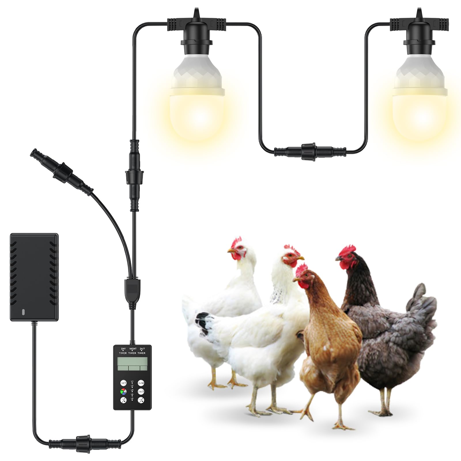 Automatische LED-Tageslicht-Extender, Hühnerstall-Licht mit Timer und einfach zu programmieren, bietet zusätzliches Licht für Hühner und verbessert die Eierproduktion