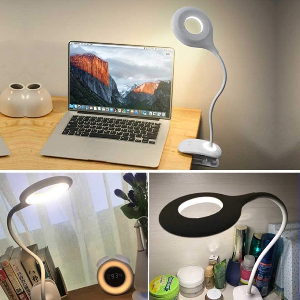 Lampka biurkowa Klips czytanie Światło do łóżek Akumulator USB Touch ON/OFF 3 poziomy Ściemnialny Nightlight Clip-On Lampa Reading Lamp Lampka architekt biuro (Color : A)