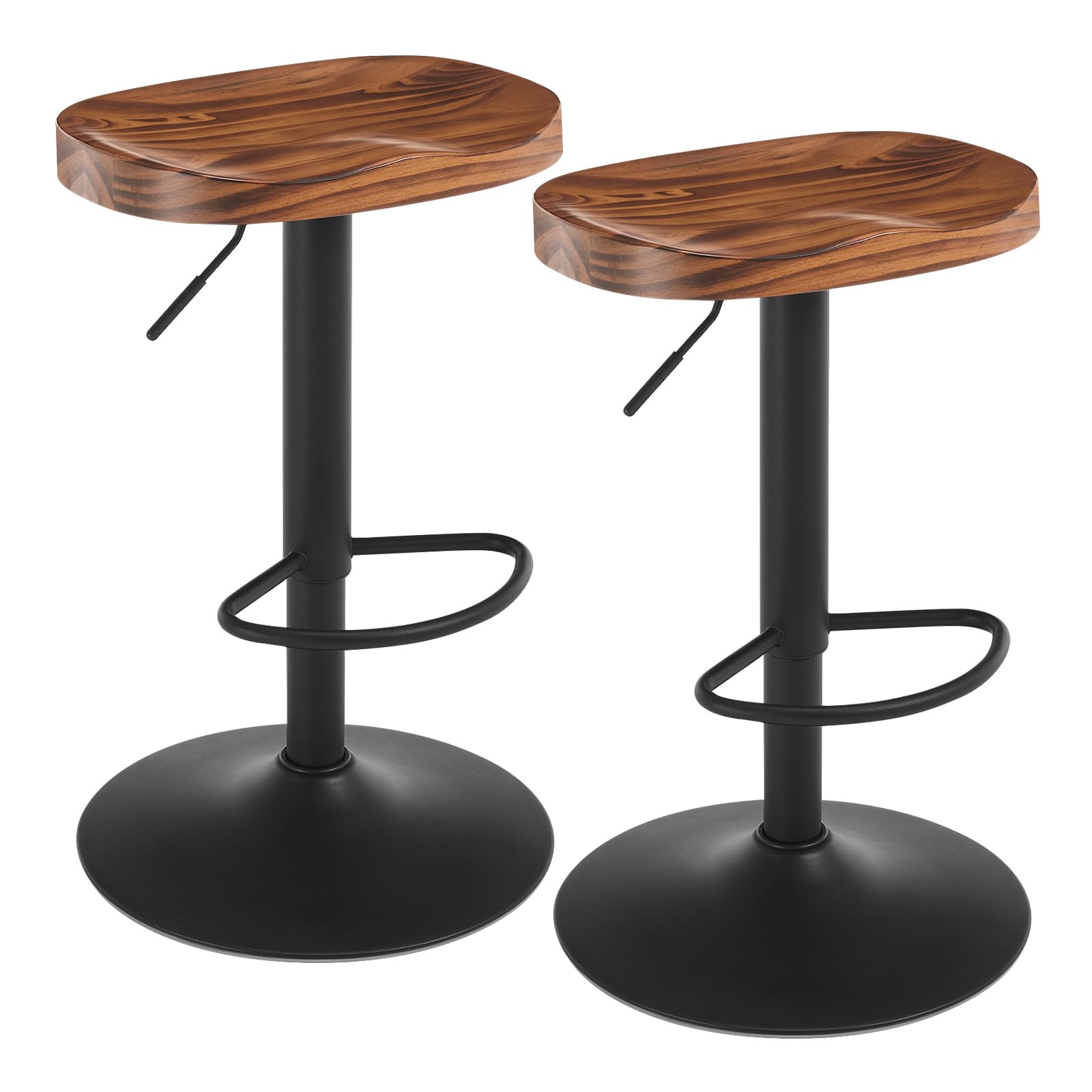 WOLTU Barhocker, Hocker höhenverstellbar drehbar, mit Sattelsitz Fußstütze, Drehhocker aus Massivholz Metall, Küchenhocker Schminkhocker Arbeitshocke