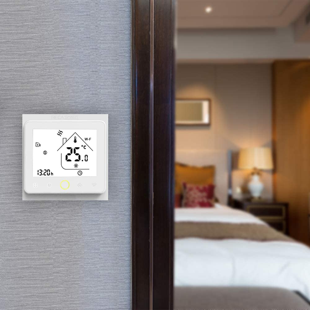 Series 002 WiFi Termostato Calefacción para Caldera,Termostato Inteligente de 5+2 Programmabile Control con Smart Life/Tuya, Compatible con Alexa, Google Home(Calentador Blanco)