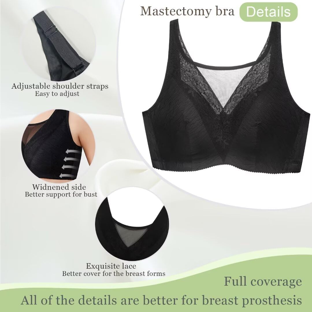Mastectomy Bra Post Surgery Bra Pocket Bra for Breast Prosthesis Breast Forms - Image 4