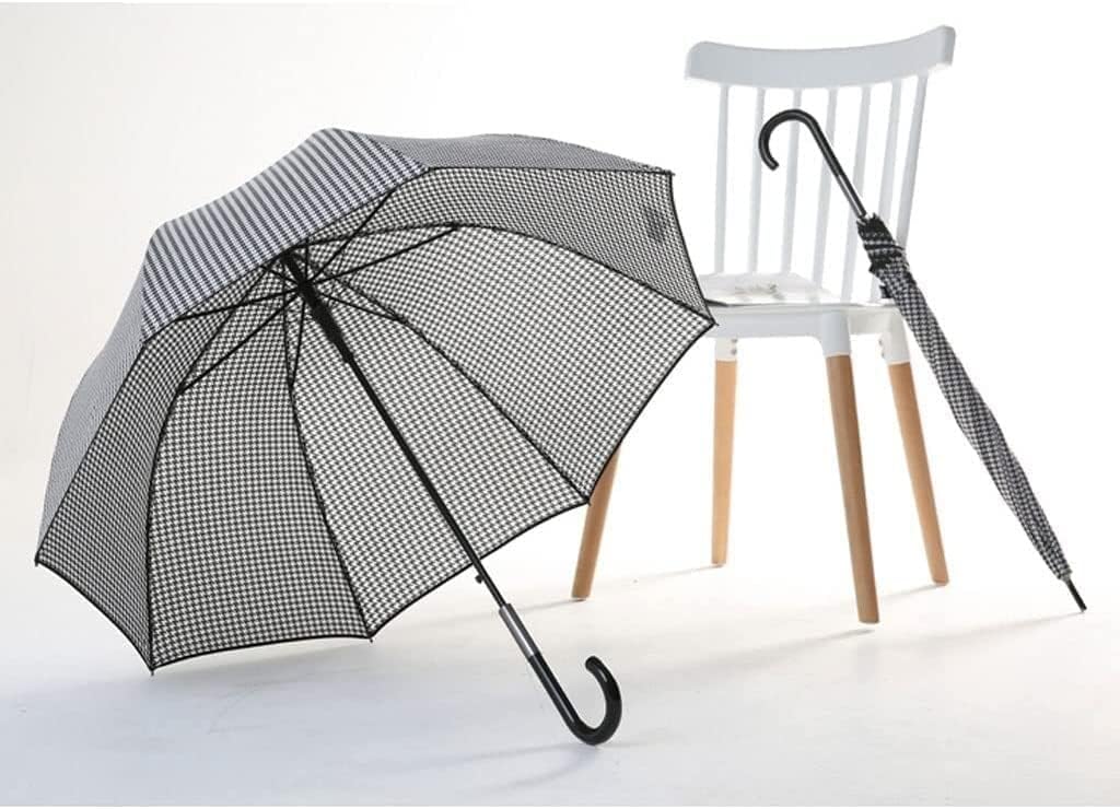 Windproof Umbrella Strong Umbrellas Umbrella Rainproof Large Canopy Stick Umbrella Houndstooth Windproof J Hook Handle Cane Umbrella Umbrellas for Rain (Color : C, Size : 86CM)