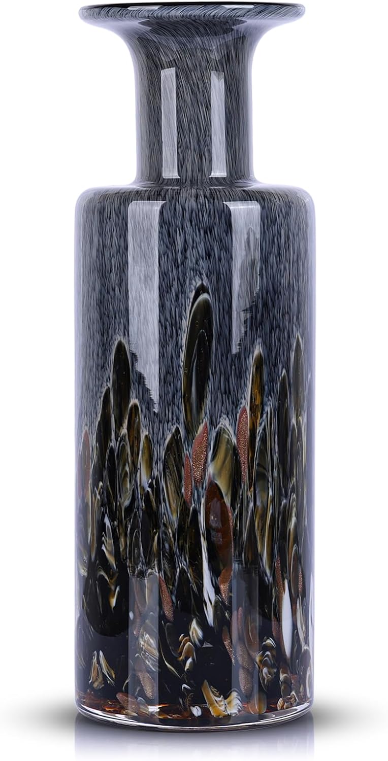 LCCCK 13" Tall Glass Vase Pretty Hand Blown Glass Vase, Unique Colorful Flower Vases for Bouquet, Modern Sea Art Decorative Vase for Home Living Room Kitchen Bathroom Dining Table Centerpieces