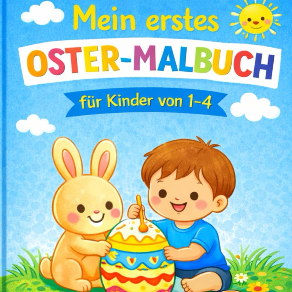 Mein erstes Oster-Malbuch: Große, einfache Ausmalbilder für Kinder von 1–4 Jahren mit 50 Motiven