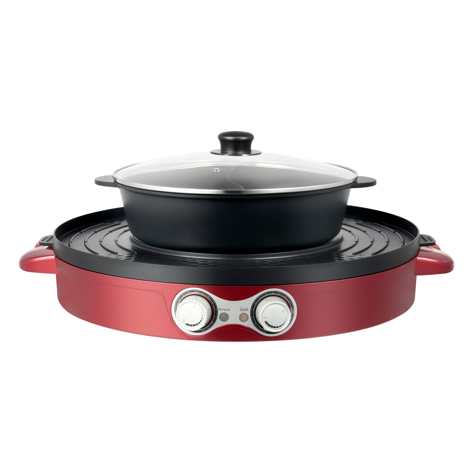 Hot Pot con grill, pentola 2 in 1 Hotpot e piastra grill 2200 W, elettrica Hot Pot non stick, senza fumo, facile da pulire con controllo indipendente della temperatura, adatto per dormitori, casa