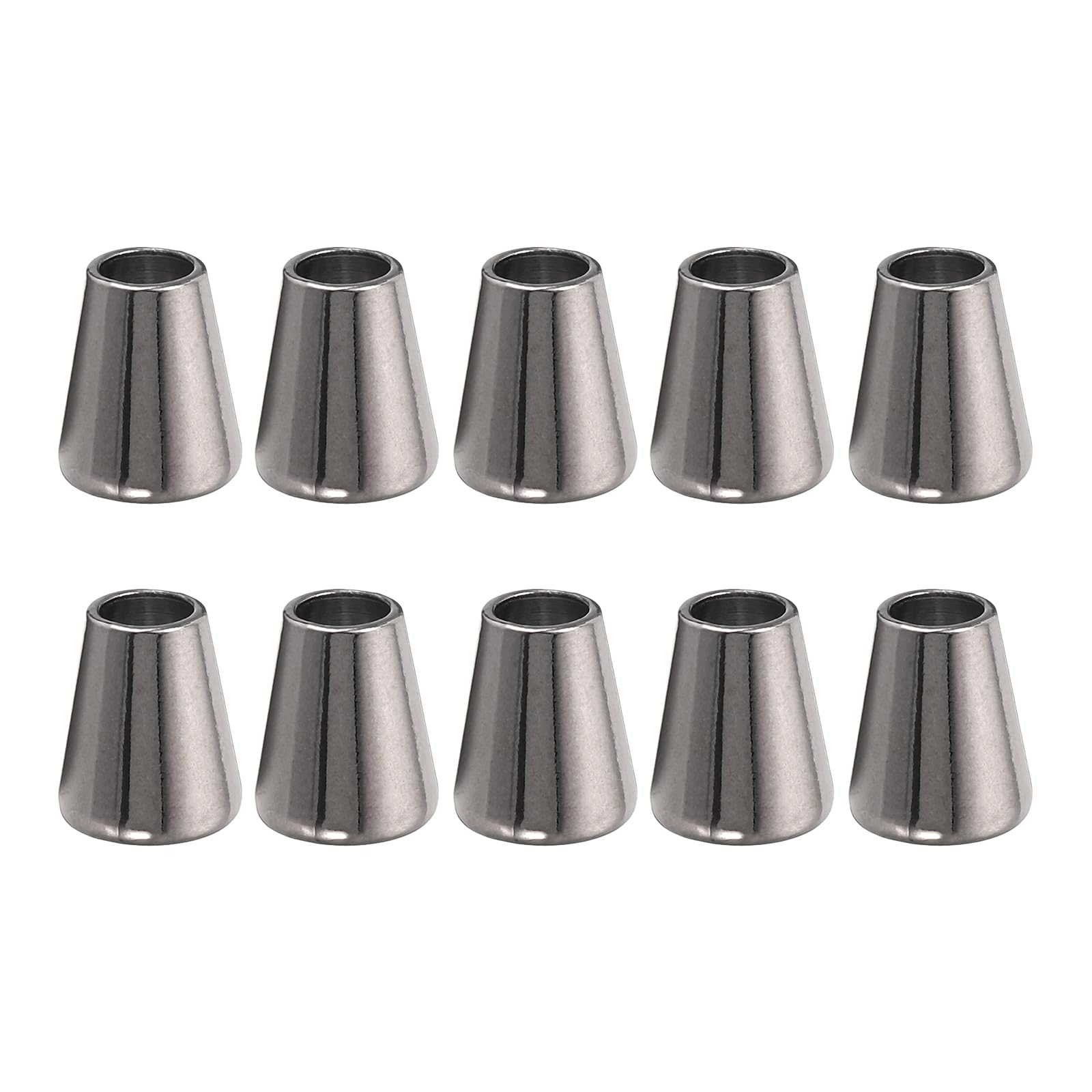 sourcing map 10Pcs Alloy Bell End Stoppers, 14mm x 12mm Cord Ends Lock Toggle Cap End Stopper Rope Fasteners for Clothes Backpack Drawstring, Grey