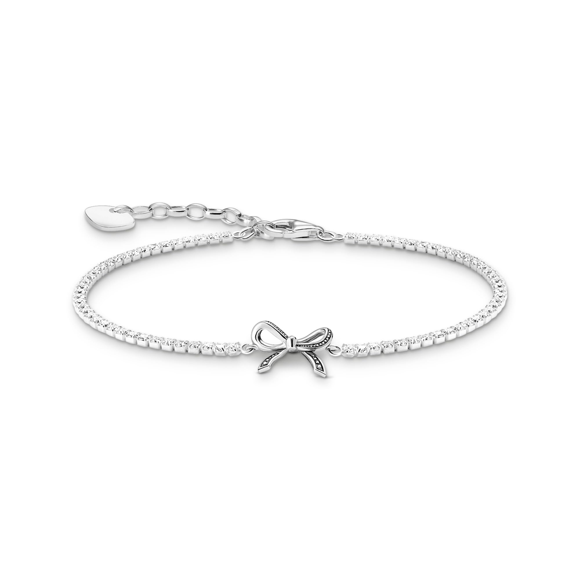 THOMAS SABO Schleifen-Armband mit weißen Steinen Silber 925 Sterlingsilber, Geschwärzt