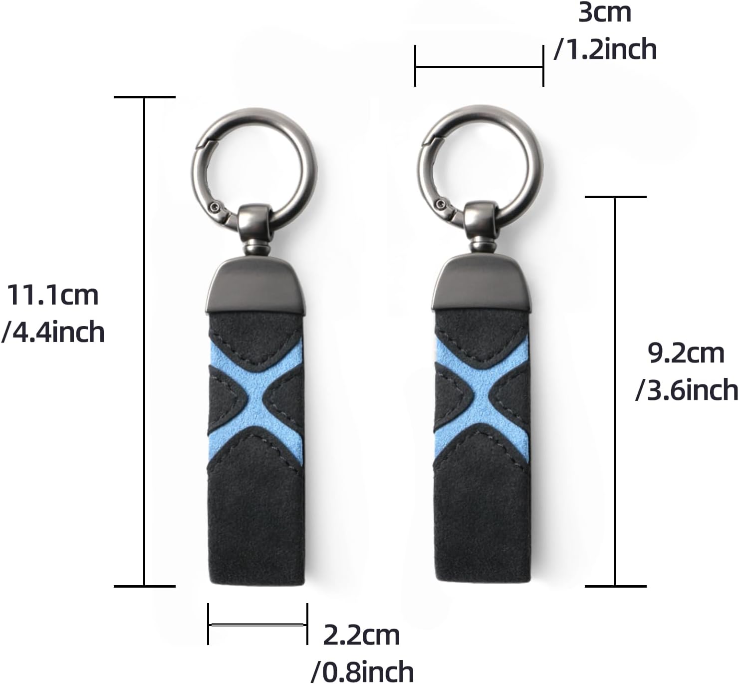 BETTERHUMZ Leather Suede Car Keychain,Key Chain Clip for Alcantara, Anti-Lost D-Ring for Men and Women Car Accessories