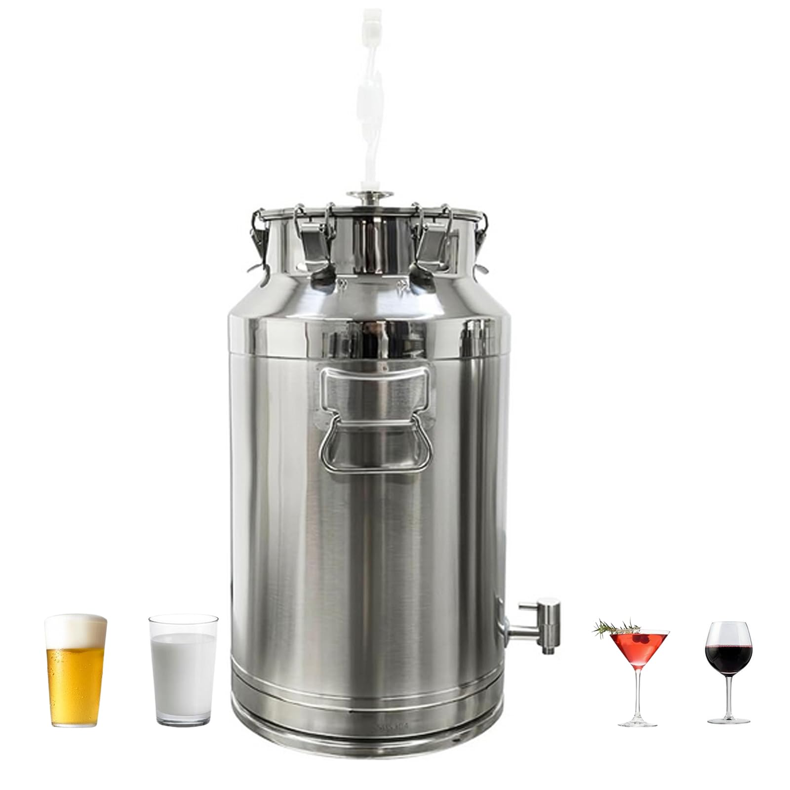 INTBUYING Weingärtank aus 304 Edelstahl, 4,5 l Wein Bier Fermenter Lagertank mit Abgasrohrdichtung Verschluss Verschluss für Bier, Wein, Joghurt, Milch, Saft