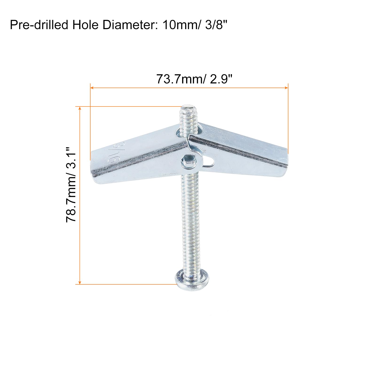QUARKZMAN 50pz Molla Levetta Bullone Ancoraggi 3/16"x2" Farfalla Ancore Maschio Filettatura Molla Caricato Cavo Muro Rotondo Testa Levetta Bullone