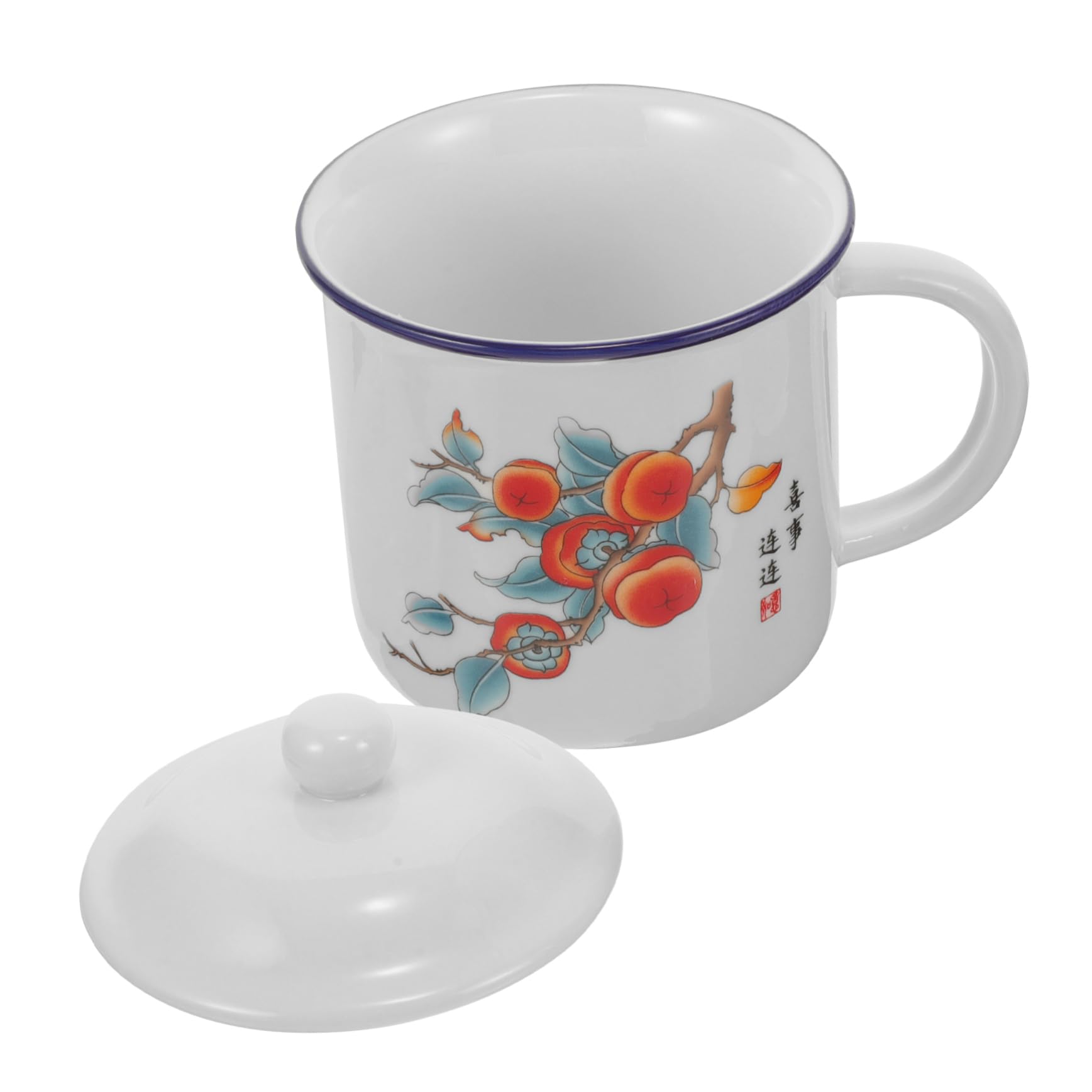 BESPORTBLE 3stücke Vintage Emaille Becher Mit Deckel Robuster Trinkbecher Für Outdoor-aktivitäten Praktischer Und Stilvoller Kaffeebecher Für Teeliebhaber Spülmaschinenfest Und Langlebig