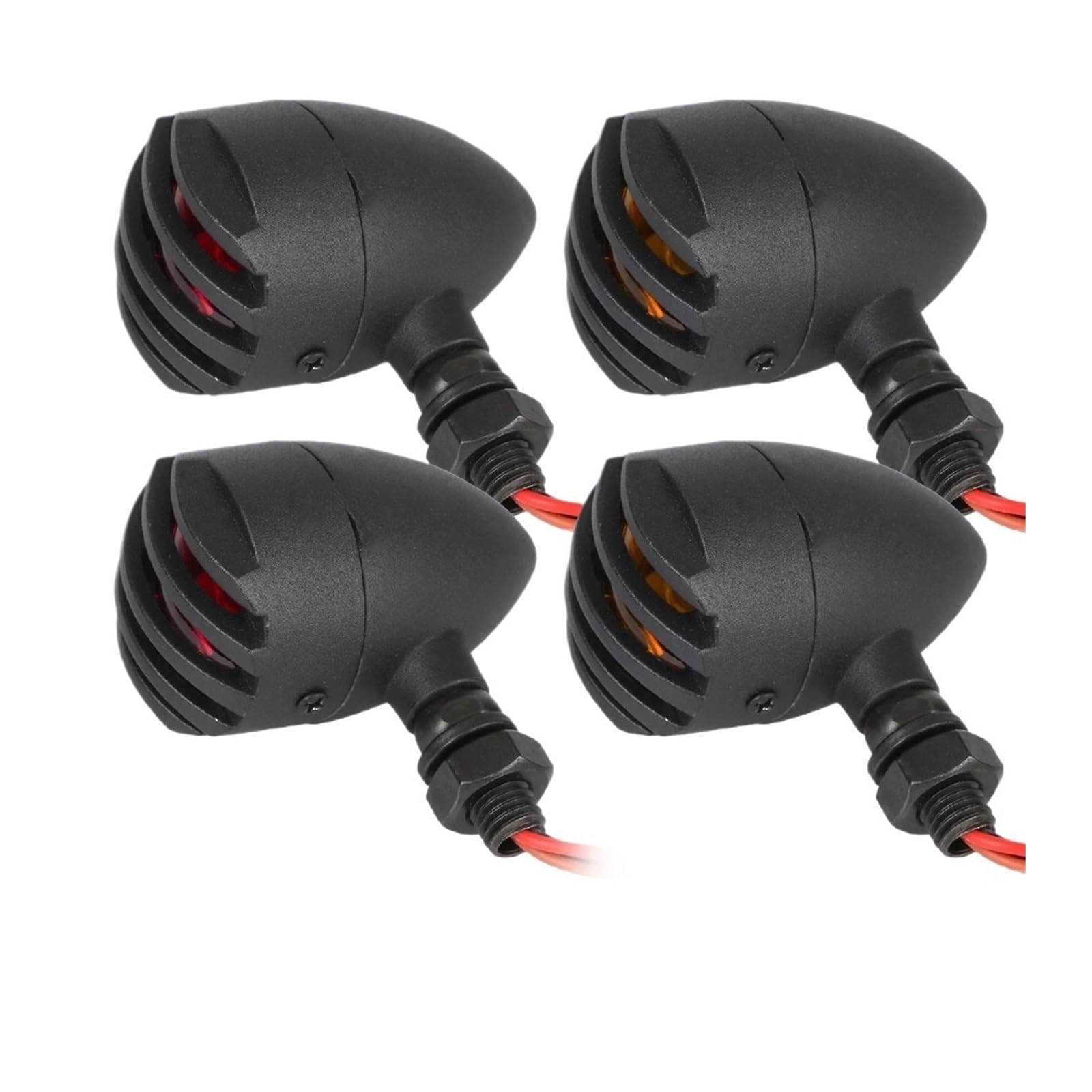 PBCGTFHJK 2Pcs Metal Fit For Suzuki Cafe Racer Flasher Halogen Turn Retro Fence Motorcycle Blinker Light(Red lens)