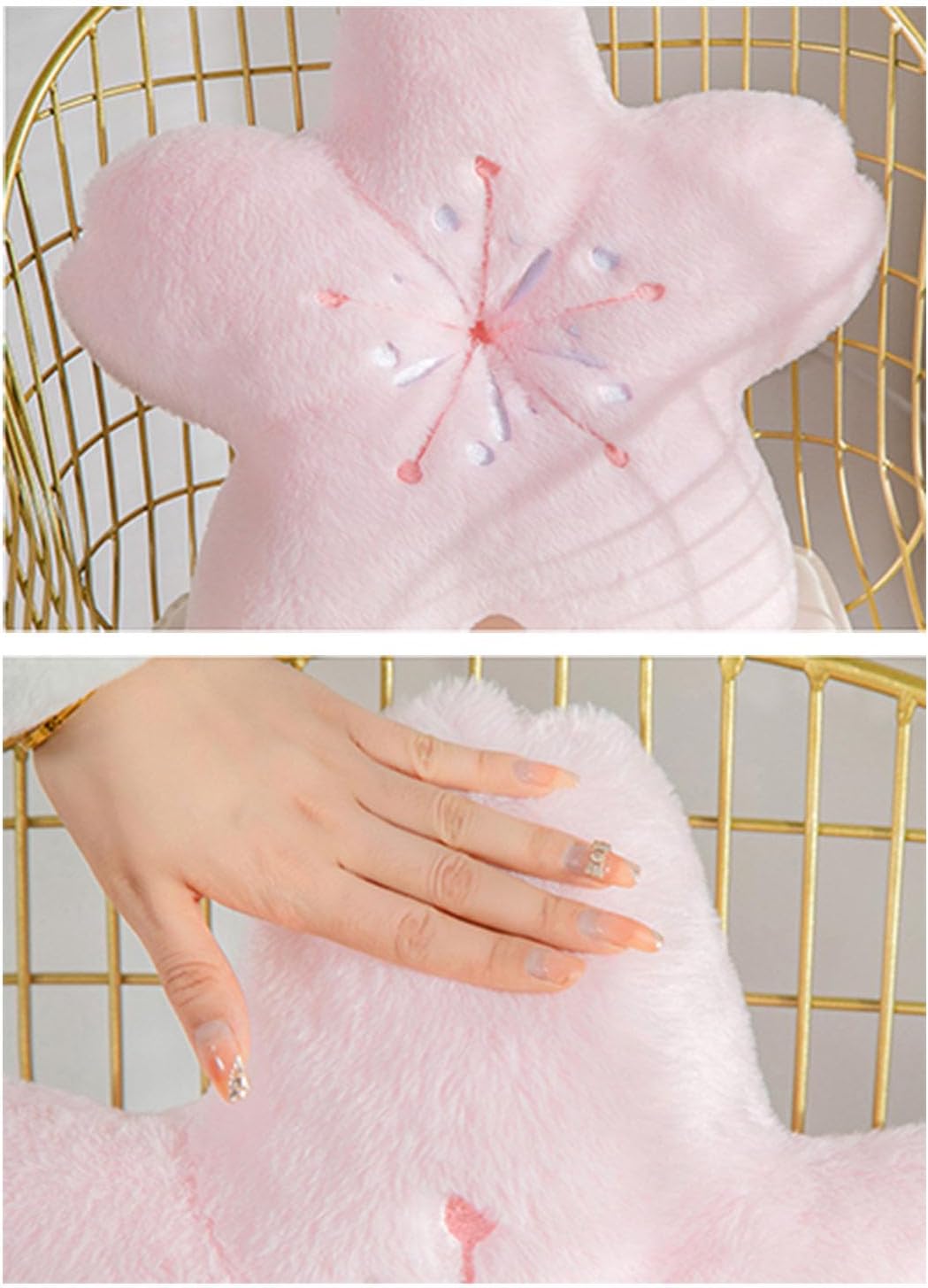 Soft teddy velvet Five star flower cushion Four-leaf clover cushion Sofa Bedroom living Room cushion cover -17 inches (light pink)
