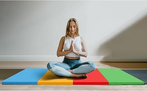 Miniatura 7 de BalanceFrom 6x4 Feet 4-Panel Folding Gymnastics Mat 2-Inch Thick Pad with Vinyl Surface and Carrying Handles for Tumbling, Yoga, Pilates, Home