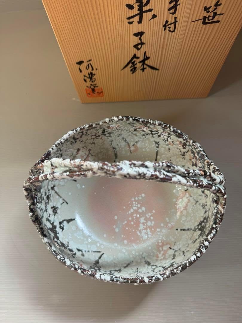 茶道具 乾山写 雪笹 菓子鉢 浅見安兵衛 共箱 大正 昭和 陶芸 京焼