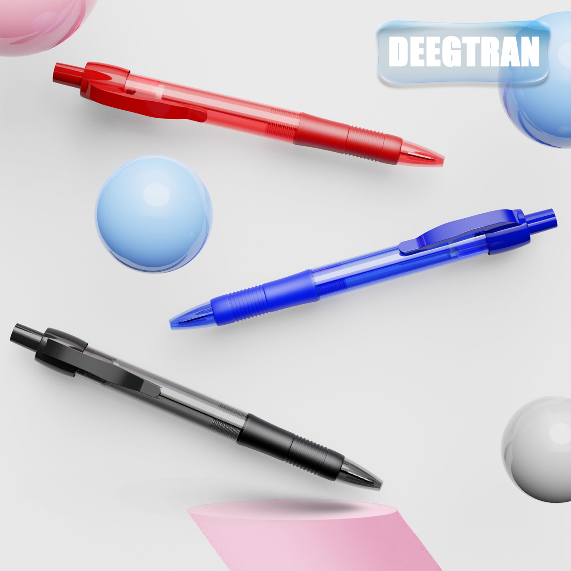 deegtran Pens Bulk 100 Pack No Bleed Red Ink Click Pens with Soft Grip Wholesale Retractable Ballpoint Pens — view 6