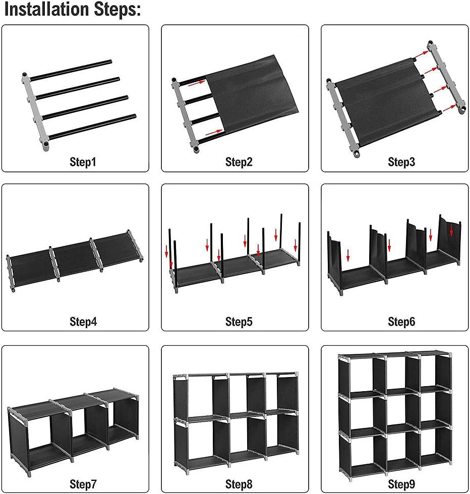 Storage Cubes Organizer,Decorative 9-Cubes Modular Cabinet,DIY Stackable Shelves Multifunctional Modular Bookcase Closet Cabinet for Bedroom, Living Room, Office (3 Tier 6 Cube)