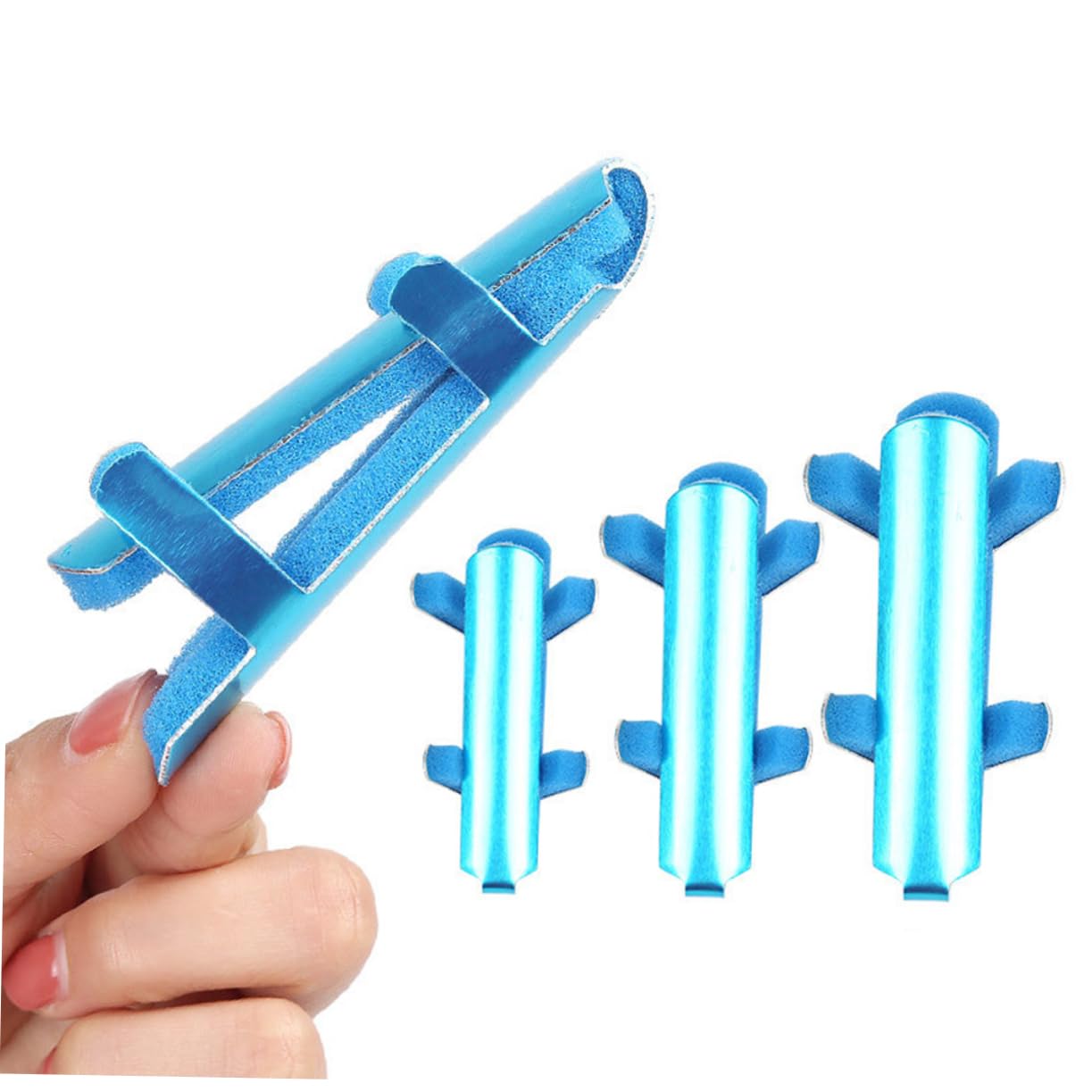 Healeved 3pcs Finger Splint Fastening Tape Adjustable Splint Finger Cast Finger Extension Splint Thumb Splint Right Hand Strap Brace Fixed Splint Adjustable Stand Tool Aluminum Alloy Blue
