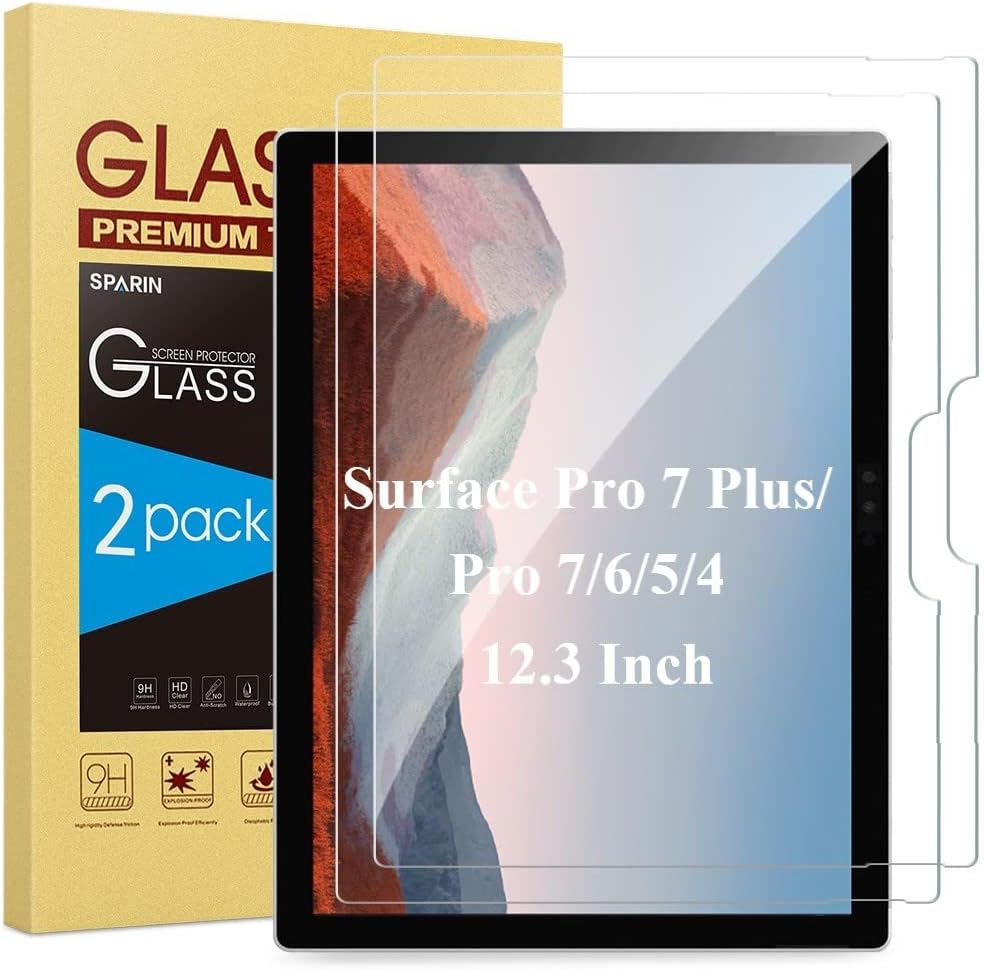 SPARIN [2 Pack] Screen Protector for Surface Pro 6 / Surface Pro (5th Gen) / Surface Pro 4, Sparin Tempered Glass Screen Protector with Surface Pen Compatible/Scratch Resistant