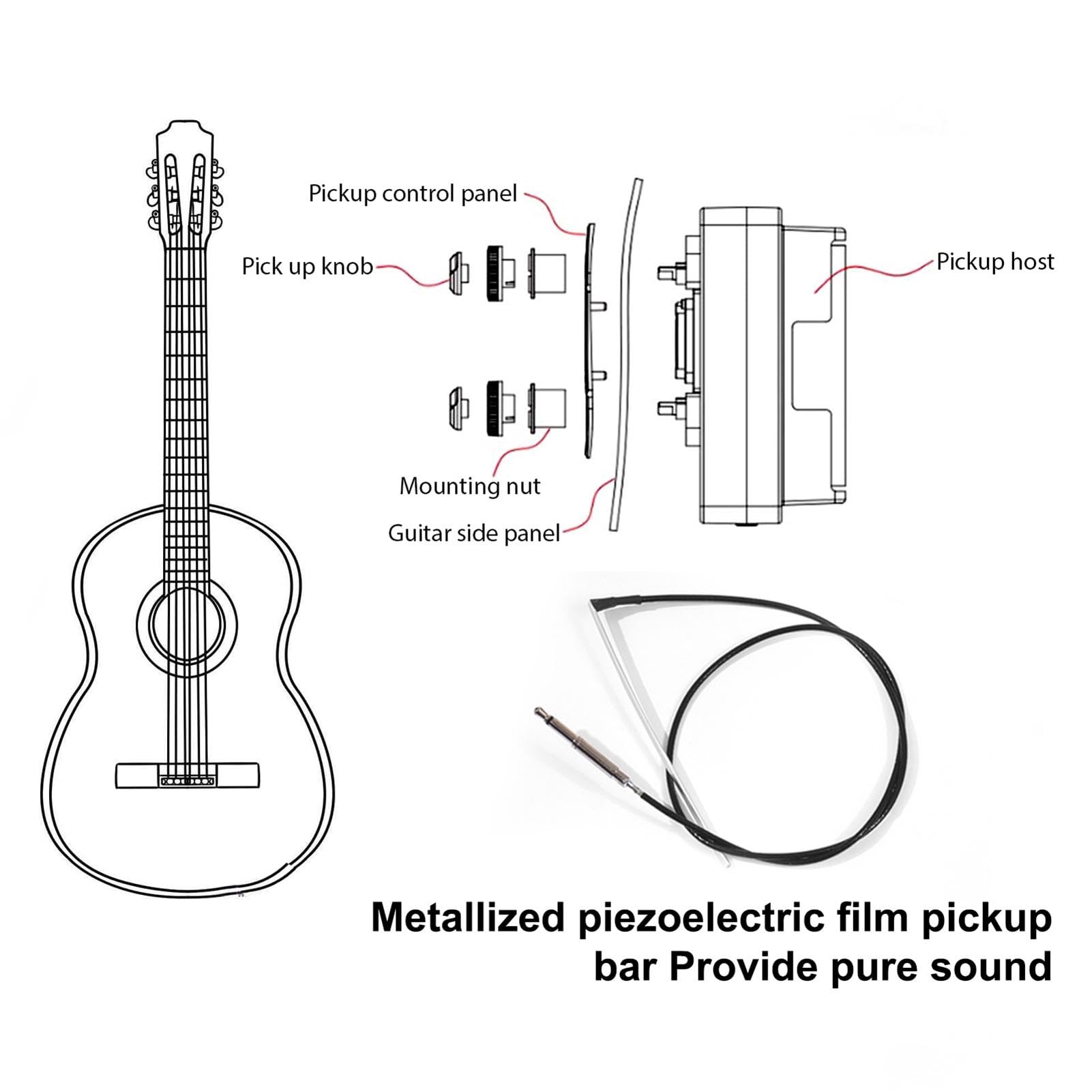 Sxhlseller Bezprzewodowy Przetwornik Gitarowy BT z Wejściem Audio i regulacją Intensywności Wibracji dla Miłośników Muzyki w Kolorze Czarnym