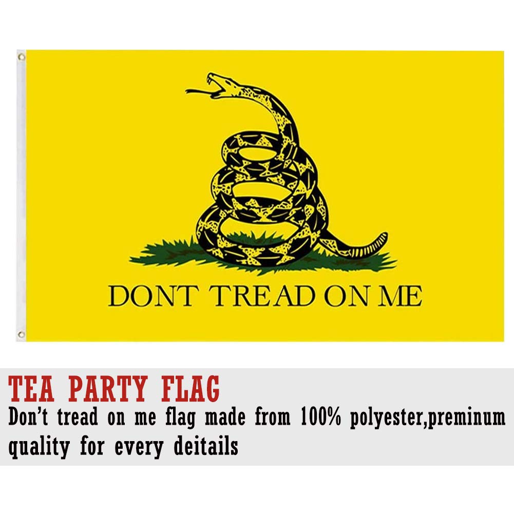 G128 Gadsden Flag 3x5 FT – Double Sided 150D Polyester, Don't Tread On Me, Colonial Tea Party