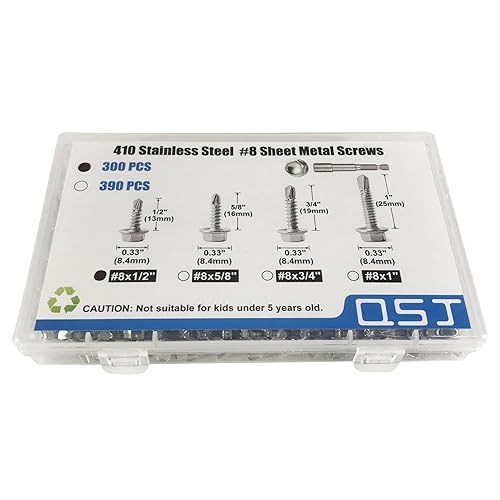 Miniatura 3 de QSJ 300 tornillos de chapa #8 x 12 pulgadas de acero inoxidable 410 hexagonales de acero inoxidable tornillos autorroscantes rápidos con punta de