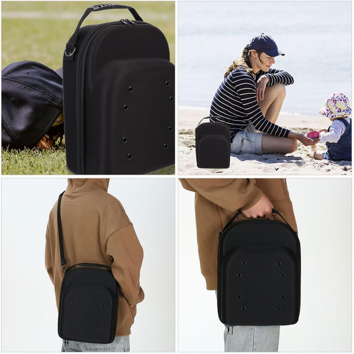Abaodam 2pcs Baseball Hat Box Travel Cap Holder Eva Black Two Pack