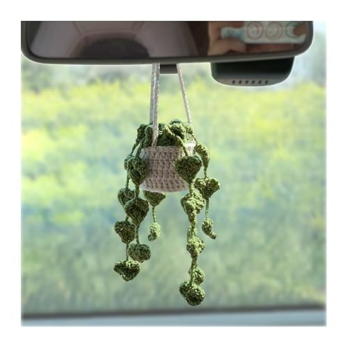 JNNJ Plante à Suspendre Au Crochet pour Voiture, Suspendre Mignonnes Au Crochet pour Rétroviseur de Voiture, Pendentif Accessoire de Voiture, Ornements Faite à La Main pour Auto Interieur Decor