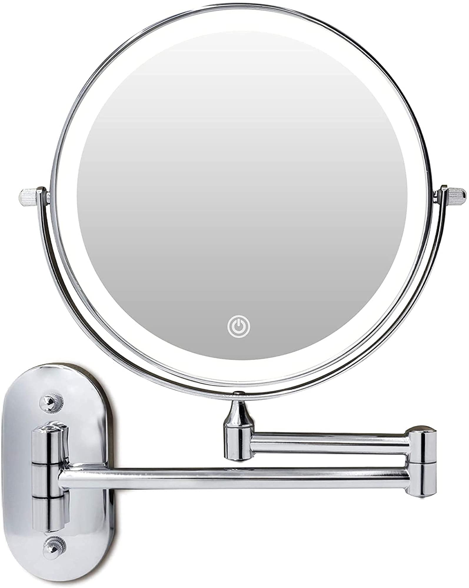 PaRfco LED Lighting Wall-mounted Makeup Mirror, Magnifying Mirror, 360° Rotating Makeup Mirror, Suitable for Bathroom and Bedroom, Brushed Surface Treatment