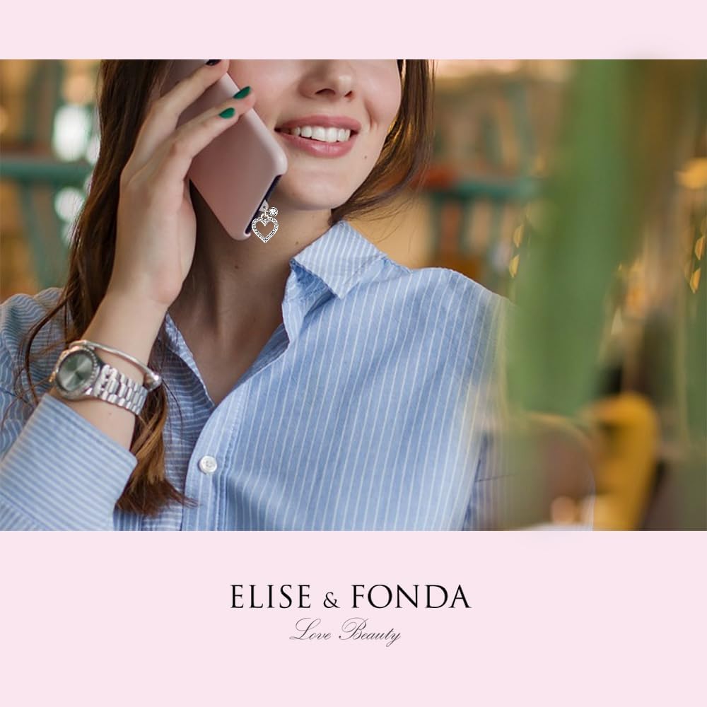 ELISE & FONDA TP300 Type-C USB Charging Port Anti Dust Plug Crystal Love Heart Cell Phone Charm for Samsung/OnePlus/Xiaomi/oppo Android Phone iPhone 15/16 (White)
