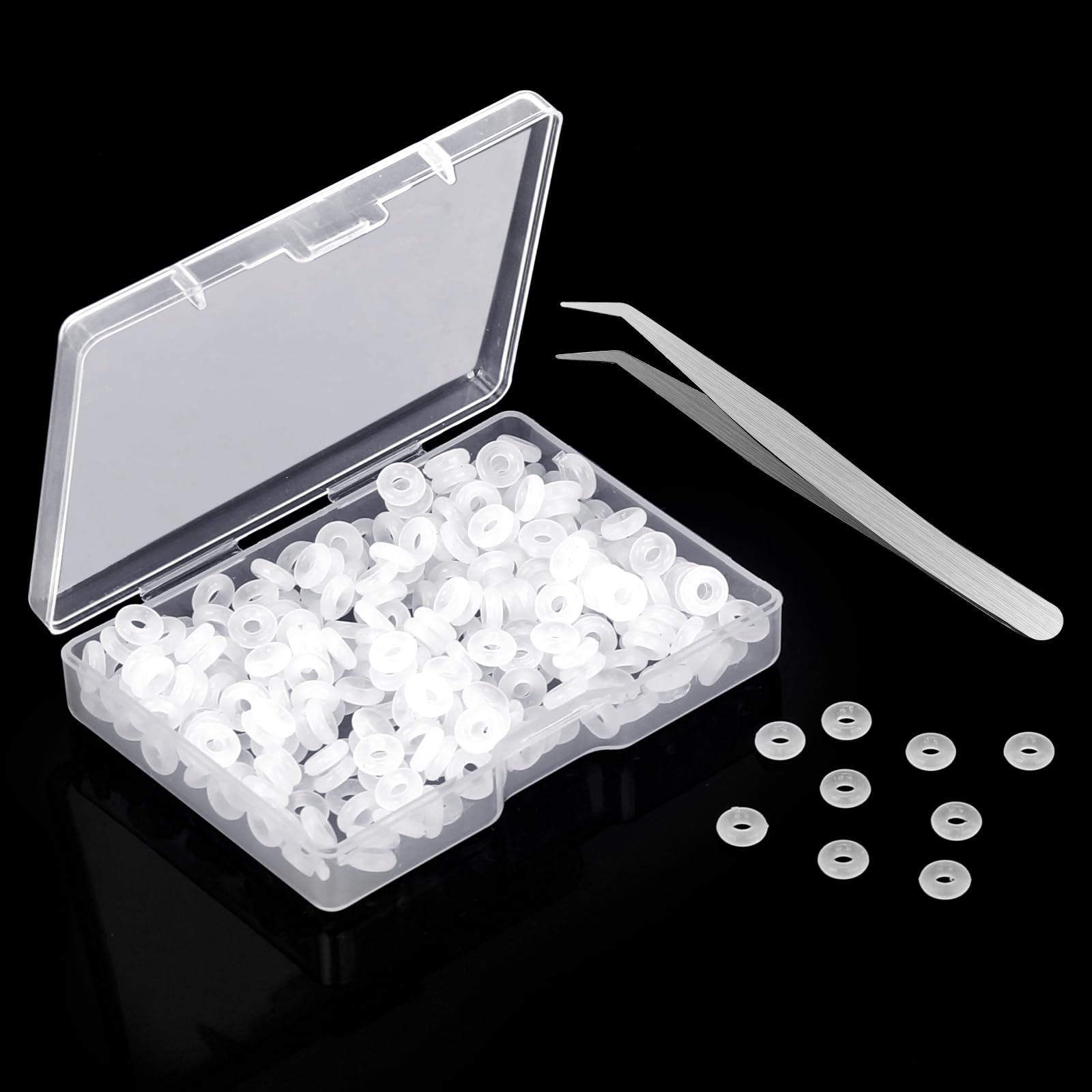 300 PCS Stopper Beads for Bracelets Beads Stopper Spacer Rubber Charm Bracelet Spacers Antiskid Locating Silicone Ring Spacer Beads Rings for Necklace DIY Jewelry Making Accessories with 1 Tweezers