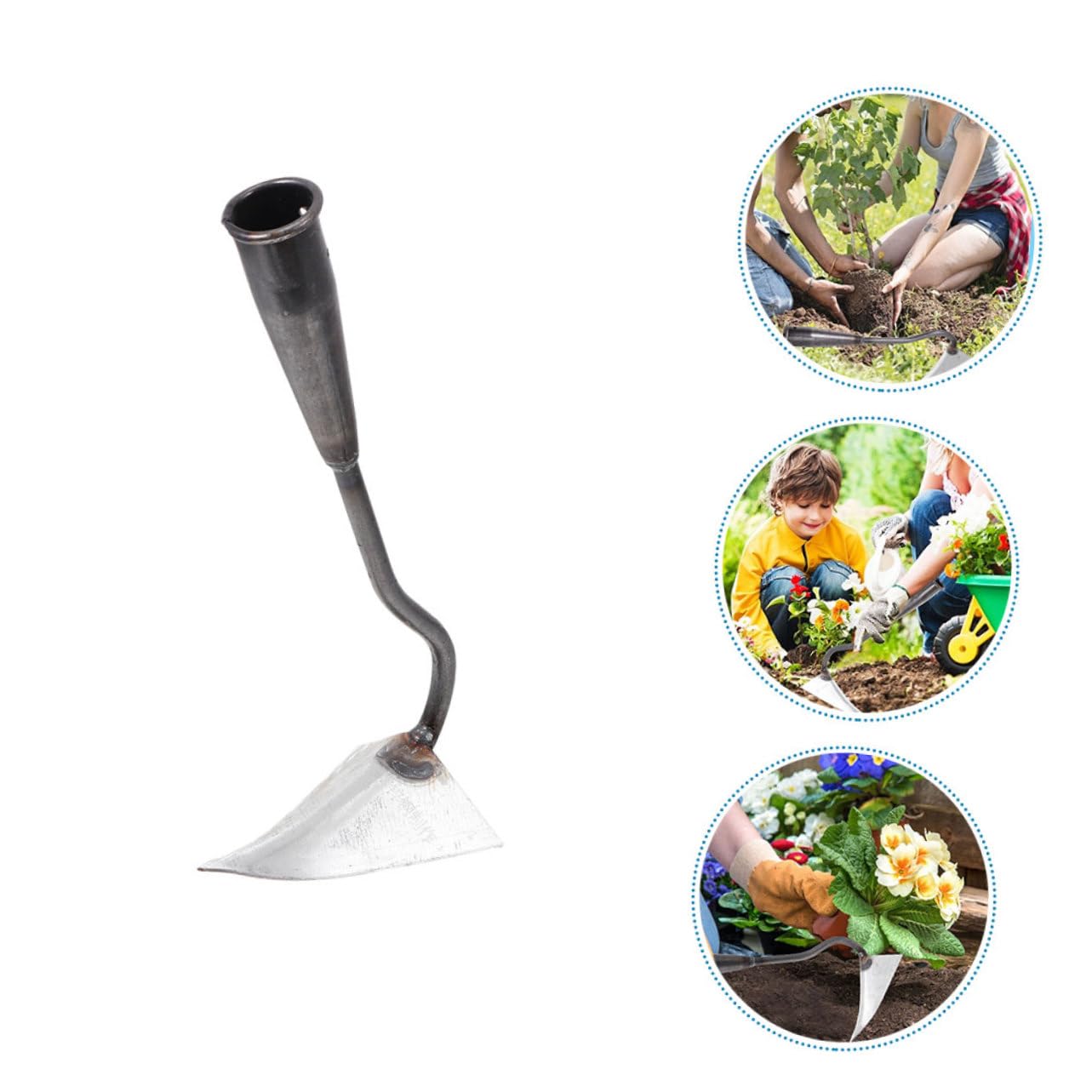Azada Triangular de Hierro para Jardinería, Deshierbe y Zanjeo