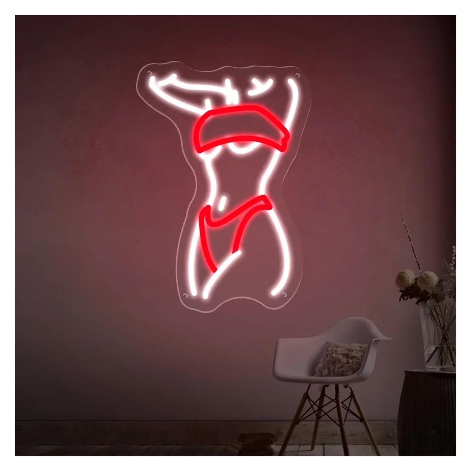 Luces Art Decoration Christmas Letrero De Neón Led Para Cuerpo De Mujer, Luces De Figura Femenina En Gimnasio, Decoración De Pared, Habitación De Niña, Regulable Con Alimentación USB(H)