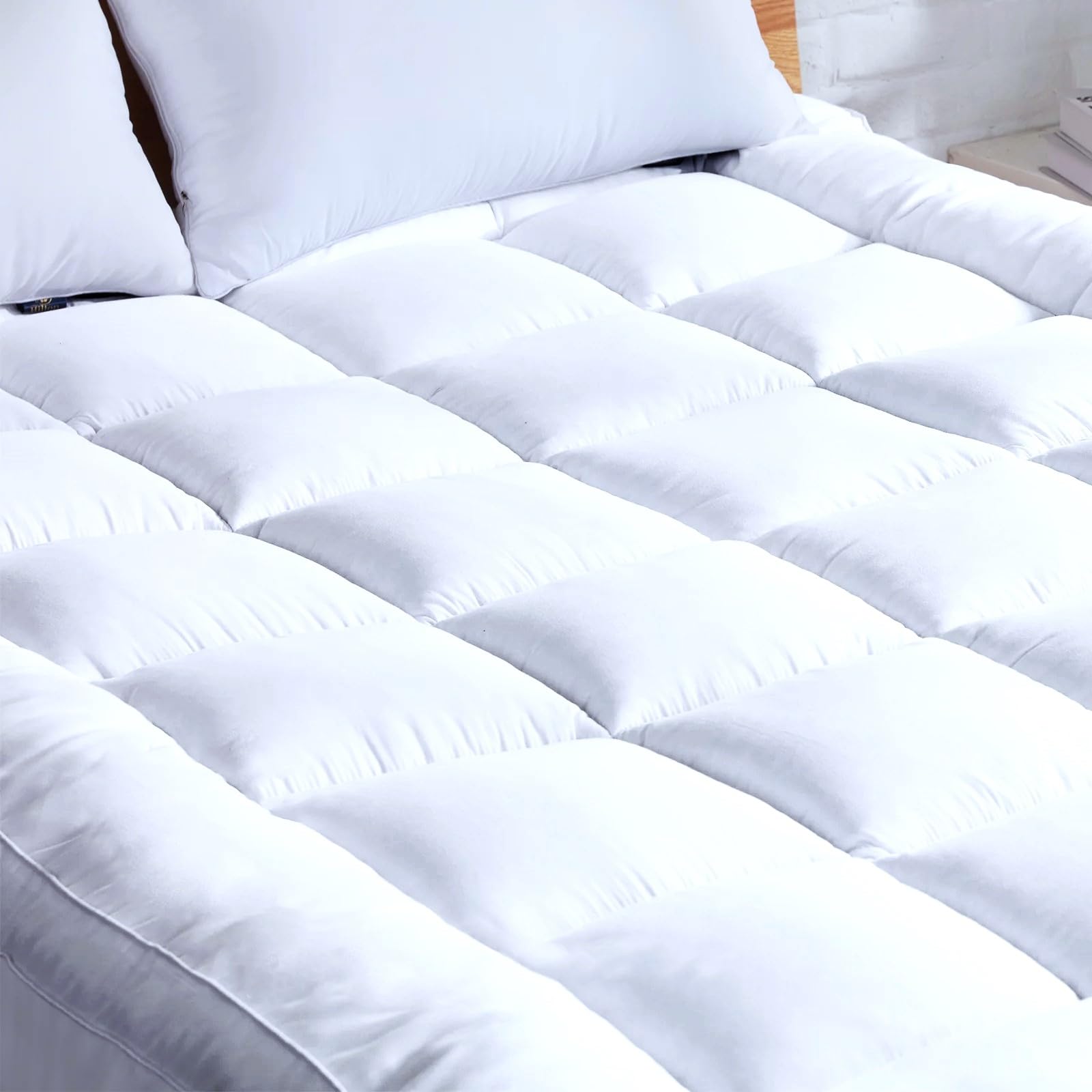 Mattress Topper King Size Bed 84X72 |1200 GSM Super Soft Microfiber Quilted Mattress Padding Bed Topper King Size | 4 Corner Elastic Band | All Season Comfort Sleep (White, 6 X 7 Feet)