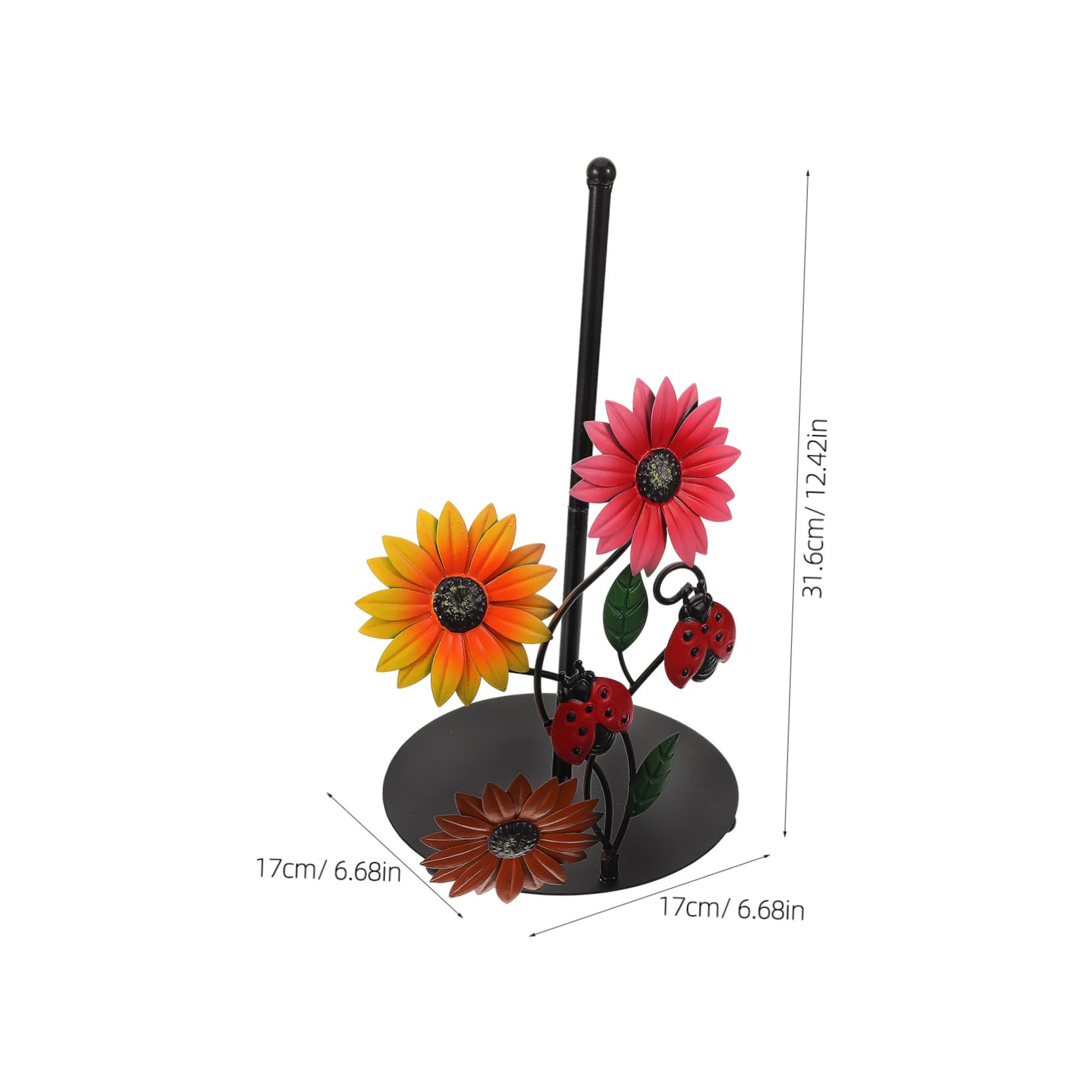 SHINEOFI Portarotolo in Ferro a Forma di Girasole, Supporto Verticale Stabile per Cucina e Salotto, Facile da Spostare, Decorazione Elegante