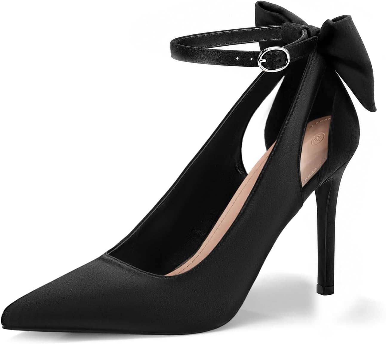 PiePieBuy Women's Pointed Toe High Heels Ankle Strap D'Orsay Pumps Shoes Bow Wedding Bowtie Back Dress Sandals