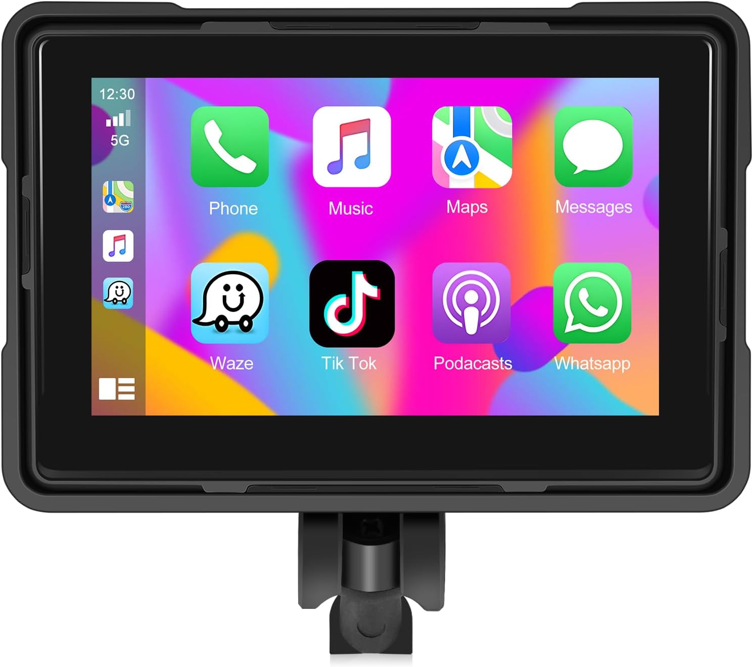 5 Inch Portable Motorcycle Smart Player Radio with Carplay Android Auto 64G TF Card Touch Screen with Voice Control GPS Navigation for Motorcycle Support Bluetooth/Siri/Google Assistant/USB