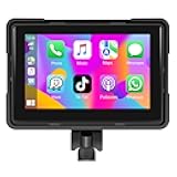 Motorsi 5 Inch Portable Motorcycle Smart Player Radio with Carplay Android Auto 64G TF Card Touch Screen with Voice Control GPS Navigation for Motorcycle Support Bluetooth/Siri/Google Assistant/USB