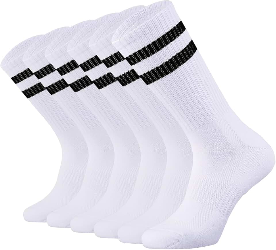 SOX TOWN Unisex Cushioned Crew Training Athletic Socks Men & Women with Combed Cotton Moisture Wicking Breathable Performance