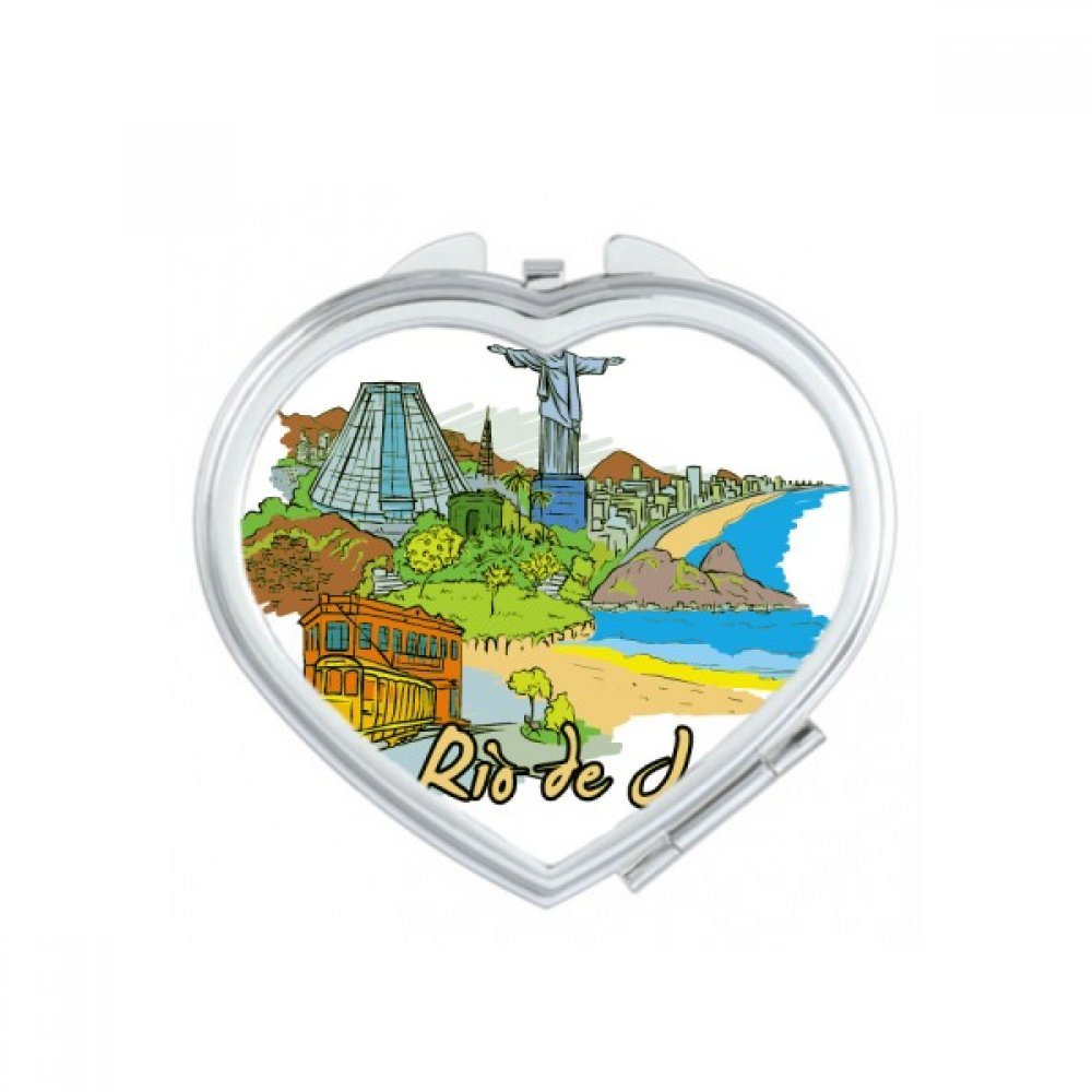 Miroir de poche portable cœur Rio pour retouches maquillage en voyage