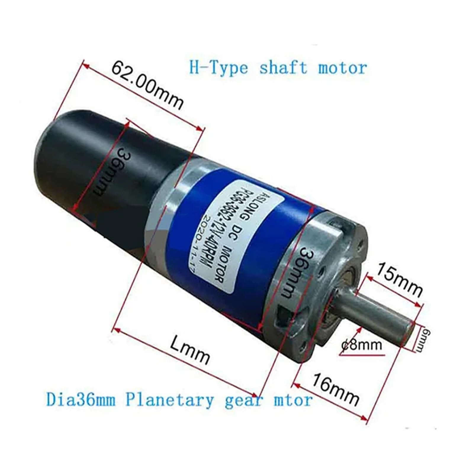 Motorreductor de CC eléctrico Tubular de 12 V, 24 V, 36 mm, 3662 CC, con Engranaje planetario Cepillado y Reductor planetario.(570RPM_12VMOTORAND Bracket)