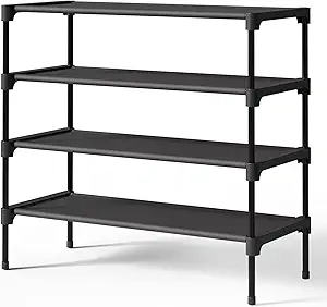 Kitsure Shoe Rack - Non-Woven Shoe Rack Shelf, Shoe Organizer for Closet, Entryway, Garage & Corridor, Stackable Shoe Shelves, X-Large, Black
